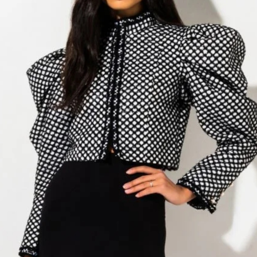 Puff sleeve cropped jacket